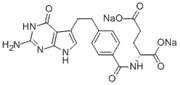 Picture of Pemetrexed Disodium; 
Sodium (R)-2-(4-(2-(2-amino-4-oxo-4,7-dihydro-3H-pyrrolo[2,3-d]pyrimidin-5-yl)ethyl)benzamido)pentanedioate