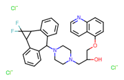 Picture of (2R)-1-{{4-[(1aR,6r,10bS)-1,1-Difluoro-1,1a,6,10b-tetrahydrodibenzo[a,e]cyclopropa[c]cyclohepten-6-yl]piperazin-1-yl}}-3-(quinolin-5-yloxy)propan-2-ol trihydrochloride