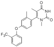 Picture of 1,5-dimethyl-6-(2-methyl-4-(2-(trifluoromethyl)phenoxy)phenyl)pyrimidine-2,4(1H,3H)-dione